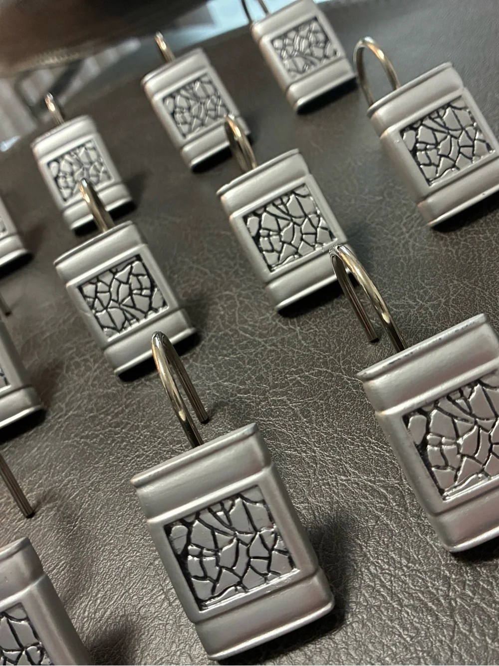 Silver Mosaic Design Shower Curtain Hooks - Set of 12